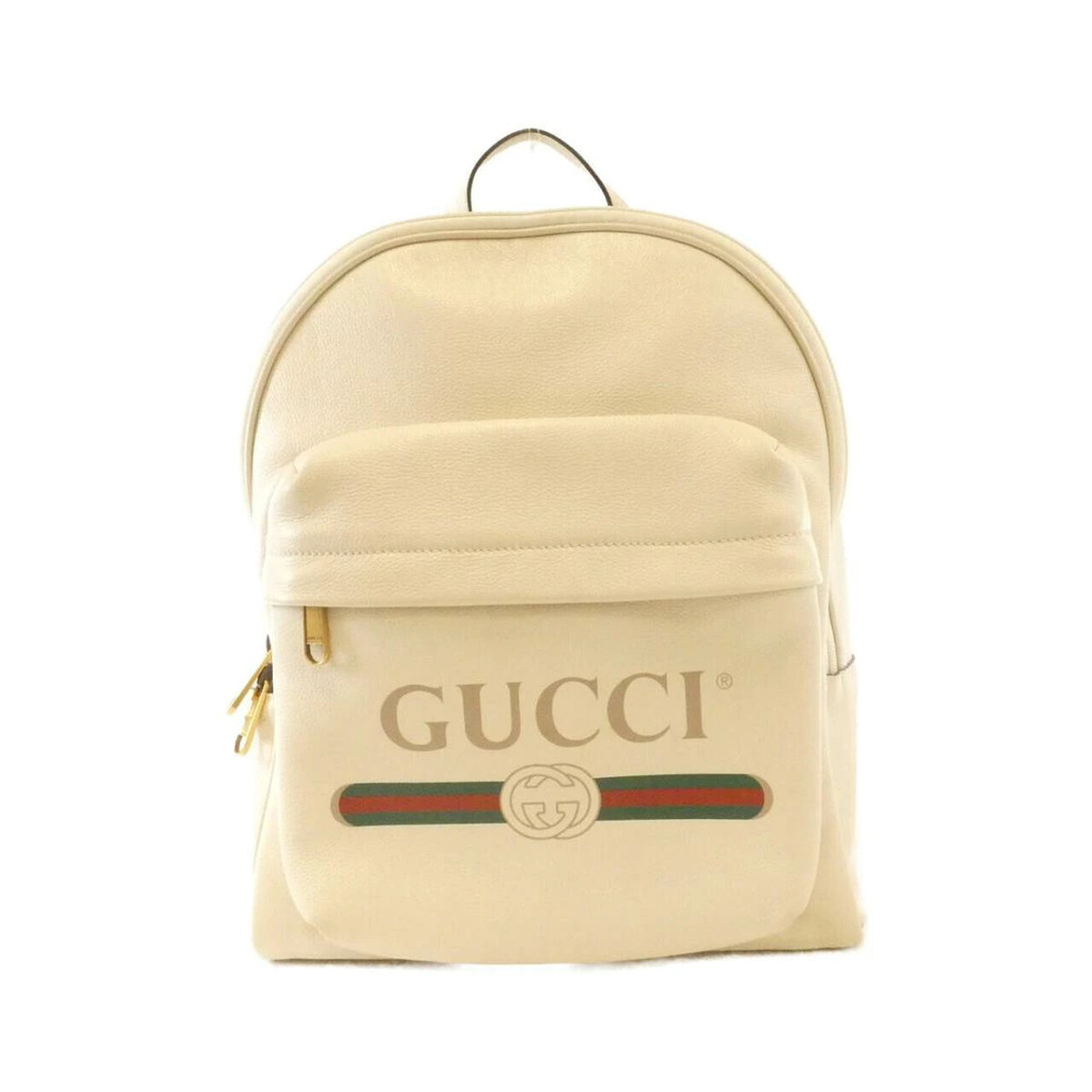 Gucci Calfskin Logo Backpack Mystic White signature green red web